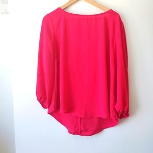 Fushia back bow blouse